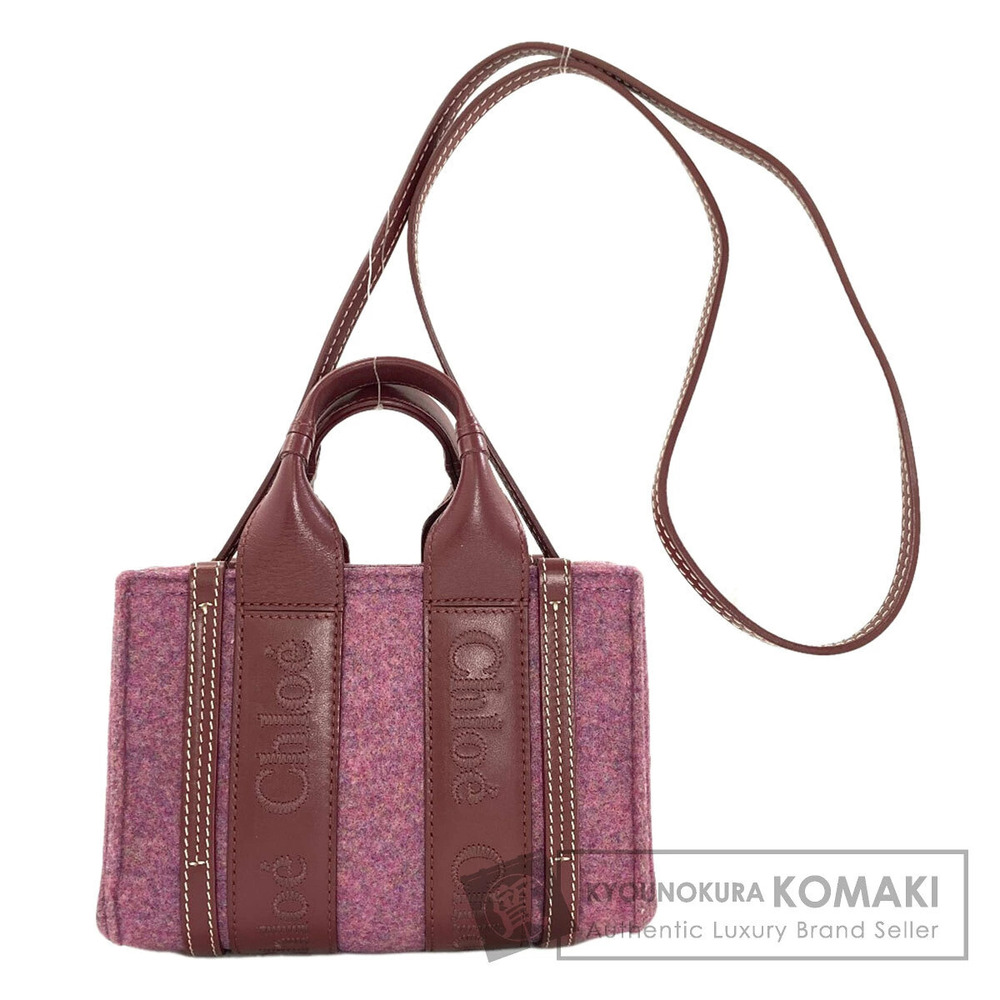 Chloe Woody Handbag Felt Leather